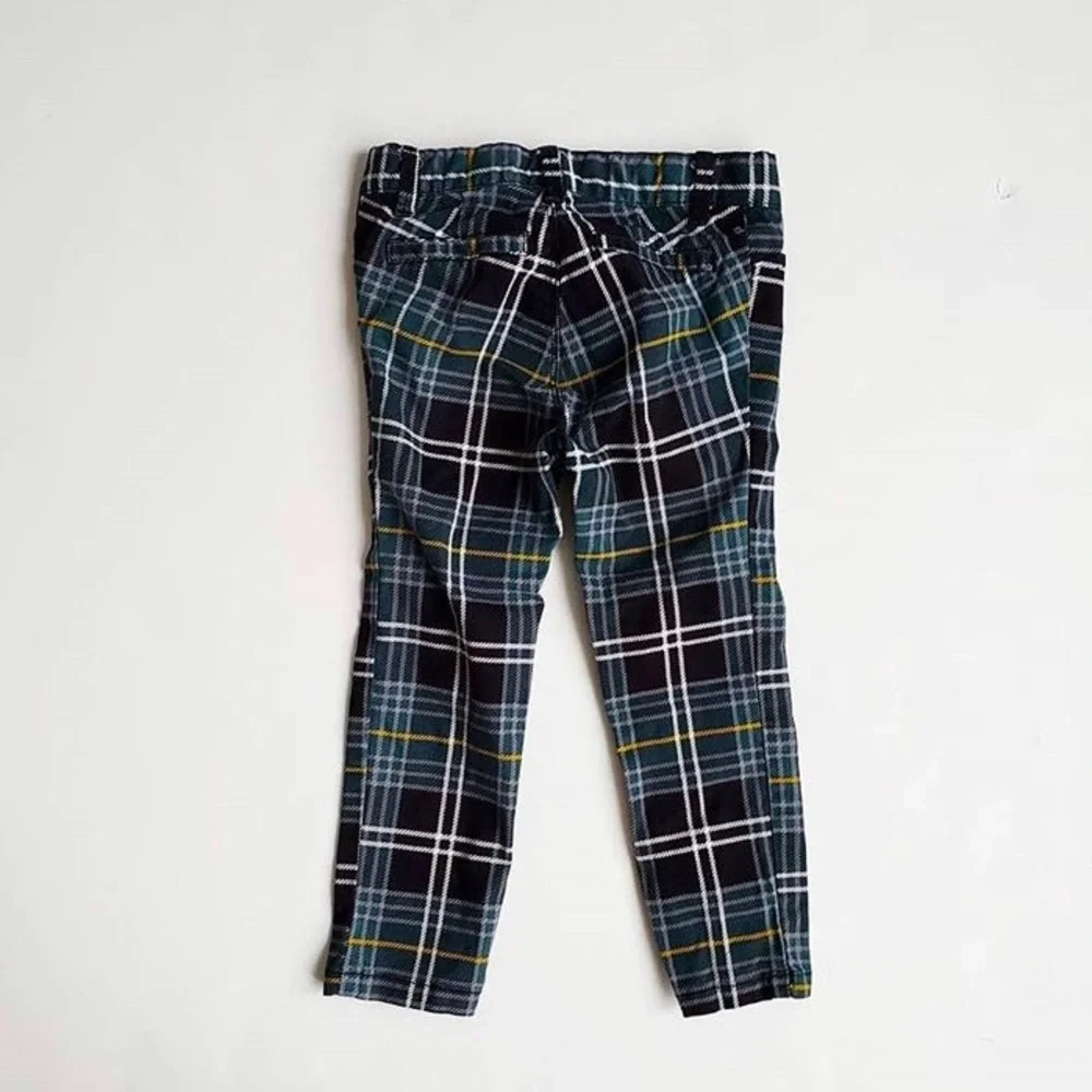 Old Navy green/black plaid mini pixie pants EUC 3T
